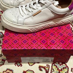 Tory Burch Women's White and Fushia  Ladybug Sneakers